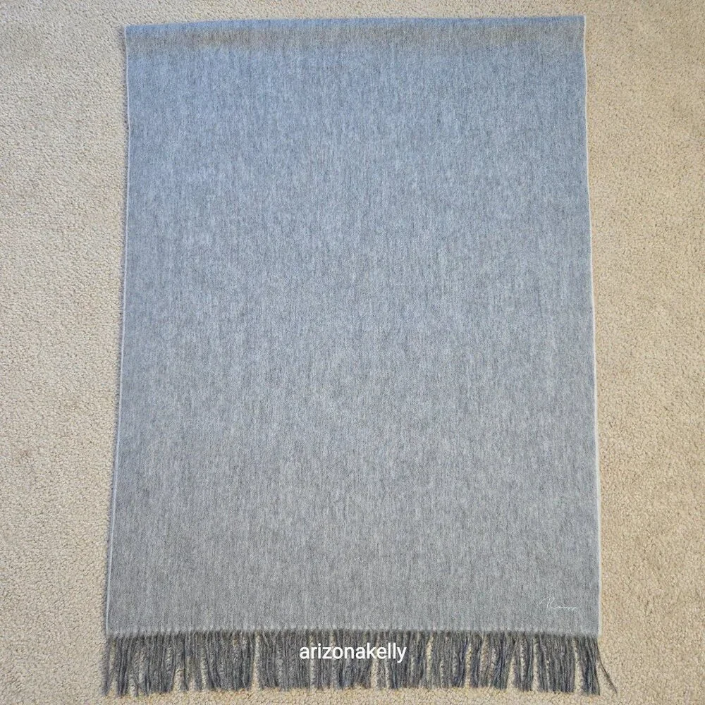 NWOT Reiss Cashmere Fringed Scarf 2-tone Grey - Picture 3 of 10